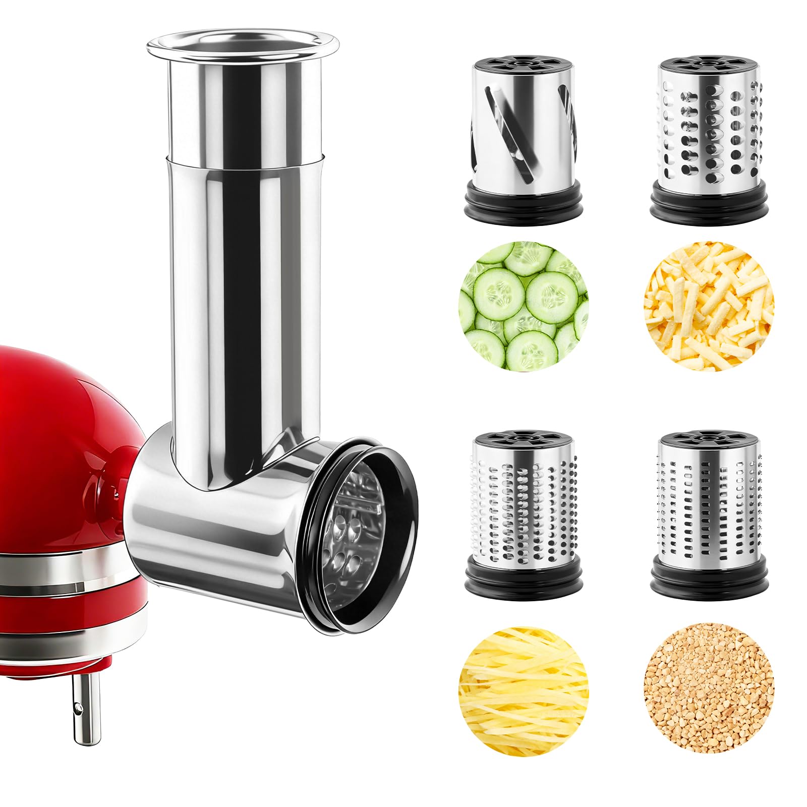 Commercial Kitchen Aid Mixer - キッチンエイドスタンドミキサー用ステンレス製スライサーシュレッダーチーズグレーターアタッチメント、サラダメーカー、パウダーミル、食器洗い機対応、3枚刃付き
