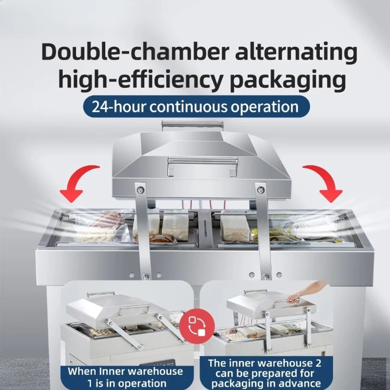Vacuum Sealer - 二重チャンバー真空包装機 大型業務用食品包装機 調理済み食品自動真空シーラー