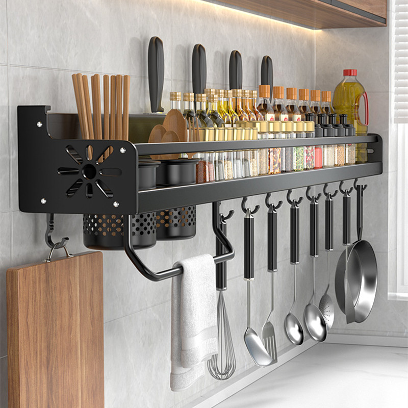 Commercial Kitchen Shelving - 壁掛け式キッチンオーガナイザーシェルフ、スパイス収納ラック、ナイフホルダー、調味料、箸、スプーン、シャベル、棚