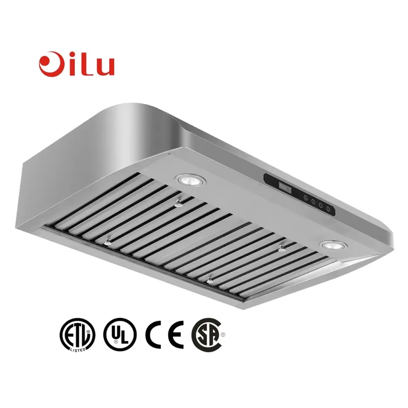 Commercial Kitchen Hood Design - 業務用電気式ステンレス製換気扇 120V/245V、北米のキャビネットに最適な斬新なデザインのキッチン換気扇。
