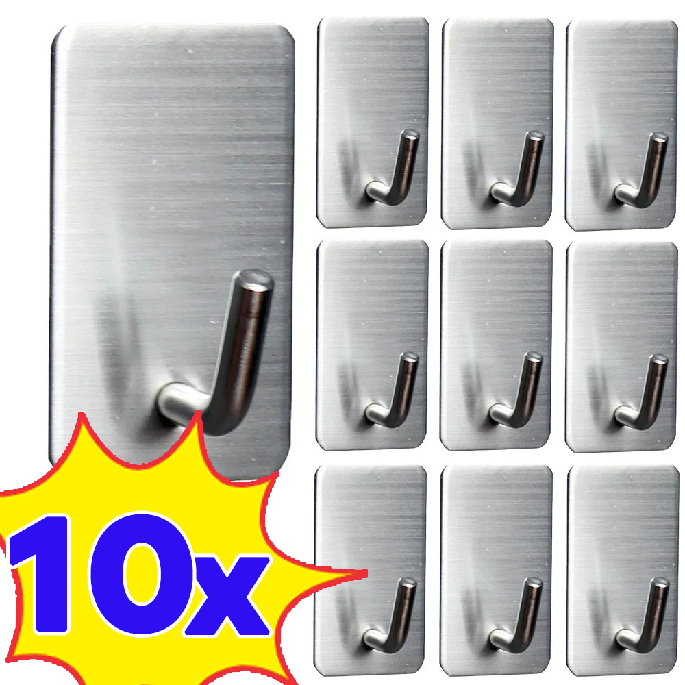 Commercial Kitchen Shelving - 1-10 個自己粘着フックステンレス鋼重い壁ハンガーフック浴室オーガナイザータオルラック多目的キッチンラック棚
