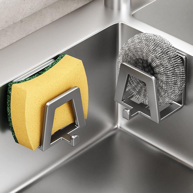 Commercial Kitchen Shelving - 1/2/4/個入り ステンレス製スポンジホルダー 粘着式 シンク排水口乾燥用スポンジラック シェルフ キッチン収納