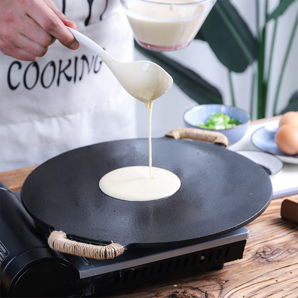Crepe Maker Griddle - 10.2/11/11.8/12.6/13.4インチ バーベキューグリドル コーティングフライパン 鋳鉄製丸型グリドル ベーキングトレイ 家庭用パーティー