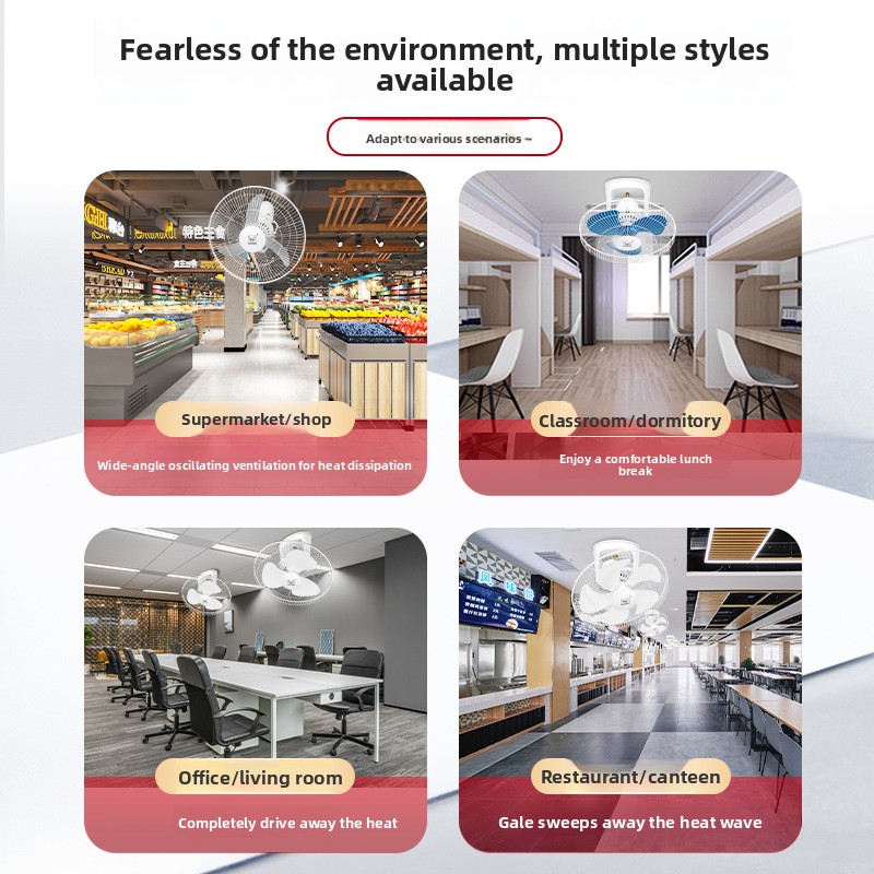 高出力静音工業用ファン 天井扇風機 業務用リモコン式首振りキ - Commercial Kitchen Ceiling のレビューと価格
