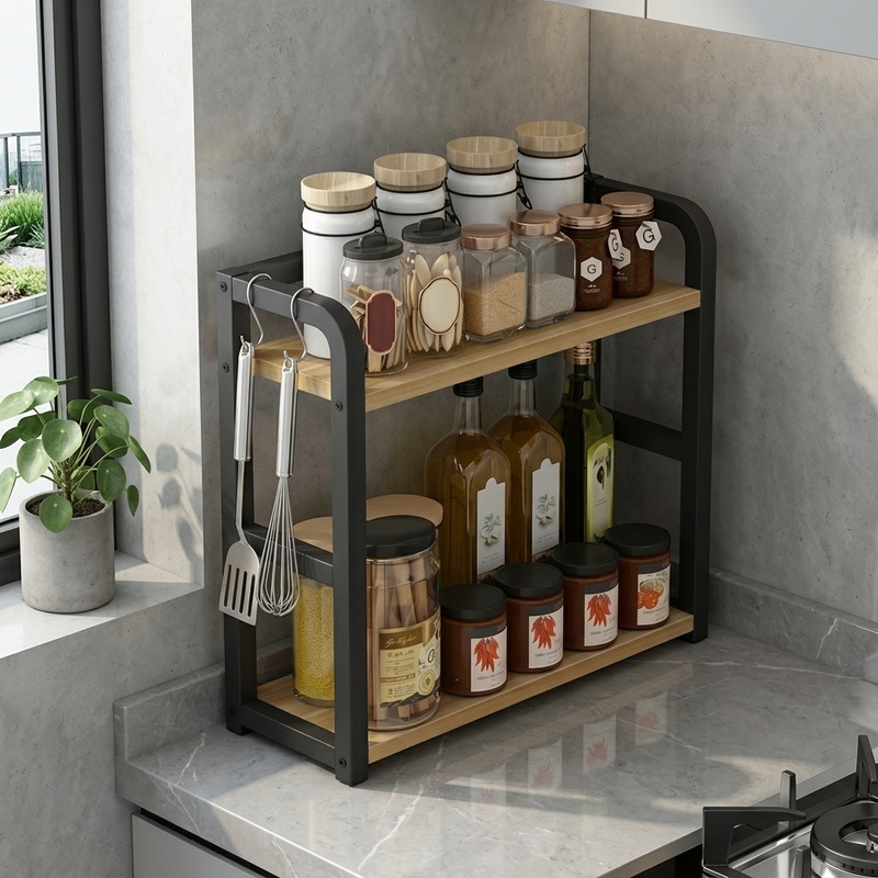 1個入り、2段式の金属製カウンターシェルフ。省スペースで、コ - Commercial Kitchen Shelving のレビューと価格