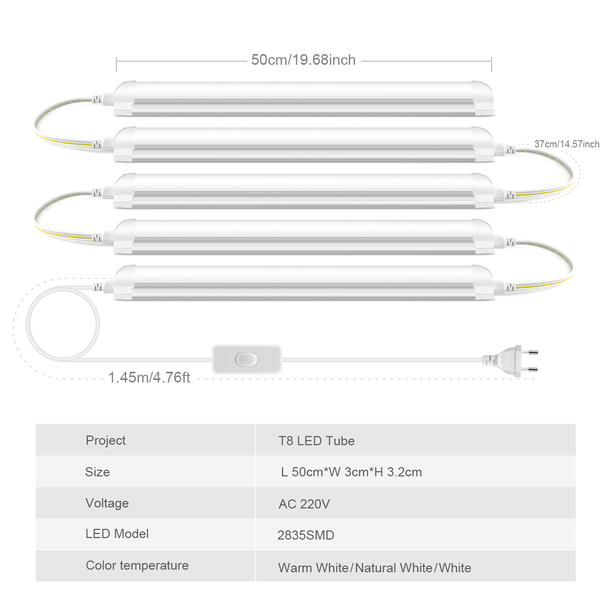AC220V EUプラグT8 LEDチューブライト25W 5 - Commercial Kitchen Ceiling のレビューと価格