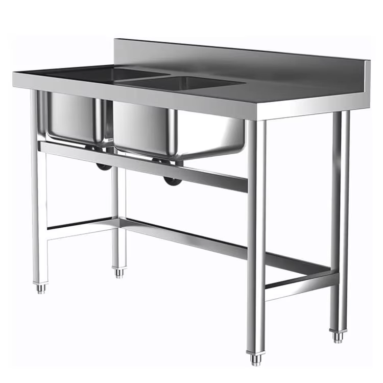 業務用ホテル厨房機器　二槽ステンレスシンク　作業台付き　正方 - Commercial Kitchen Sink のレビューと価格