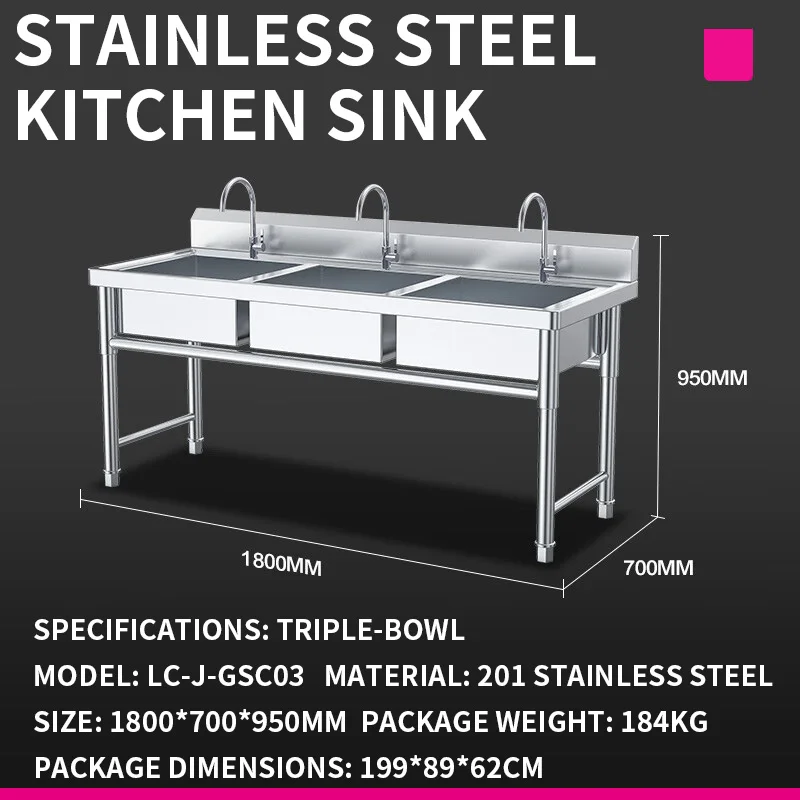 キッチンシンク—業務用カフェテリアおよびレストラン向け二槽式 - Commercial Kitchen Sink のレビューと価格