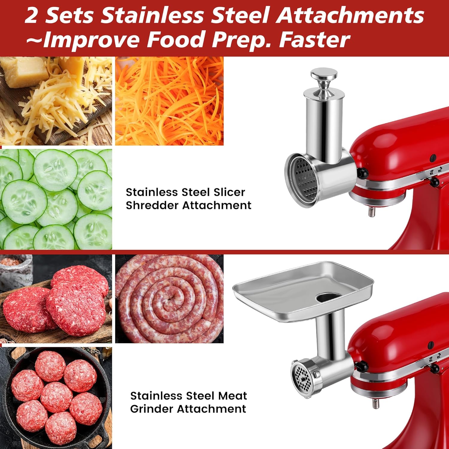 キッチンエイドミキサーアタッチメント用ステンレス鋼肉挽き器ス - Commercial Kitchen Aid Mixer のレビューと価格