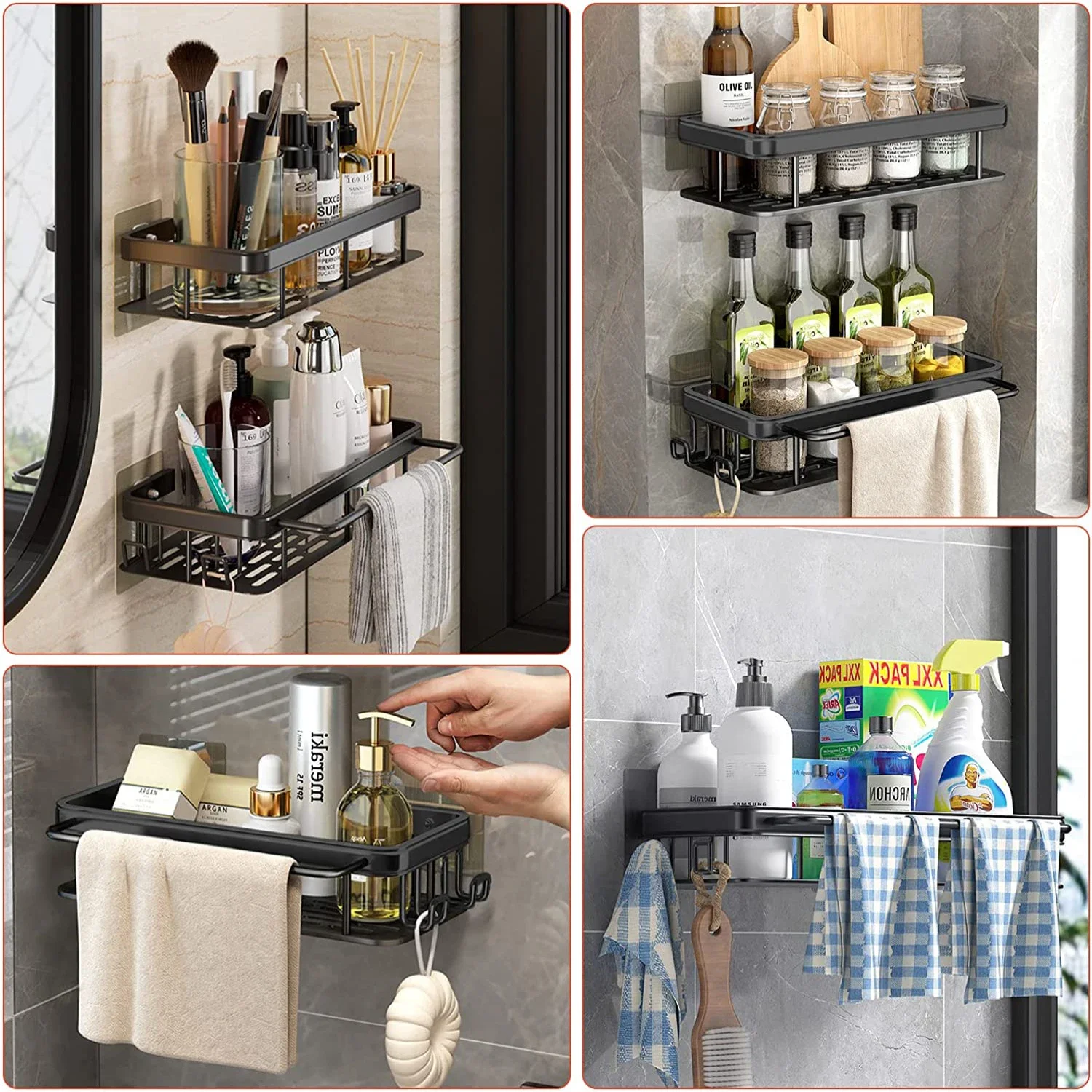 バスルームの棚キッチン収納オーガナイザーアルミ合金シャンプー - Commercial Kitchen Shelving のレビューと価格