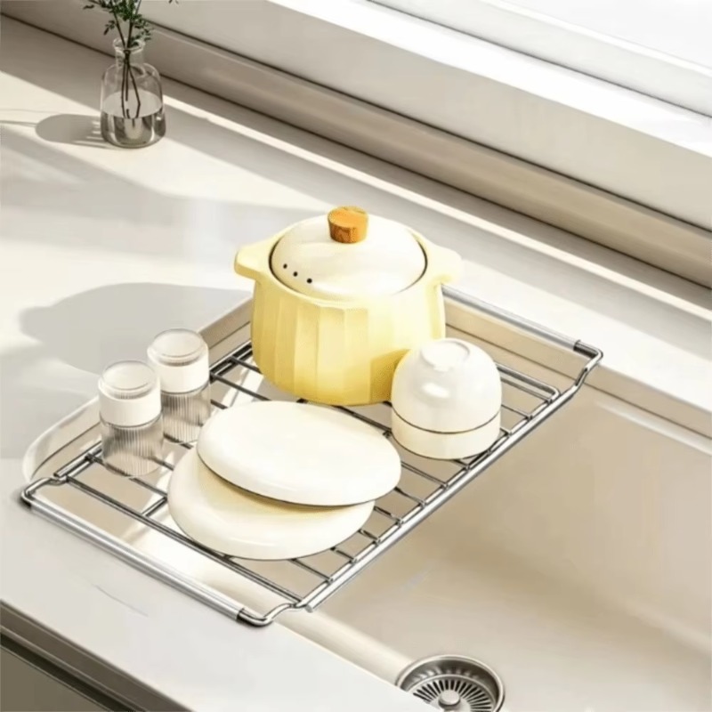 拡張可能なステンレス製食器乾燥ラック、排水バスケット、キッチ - Commercial Kitchen Shelving のレビューと価格